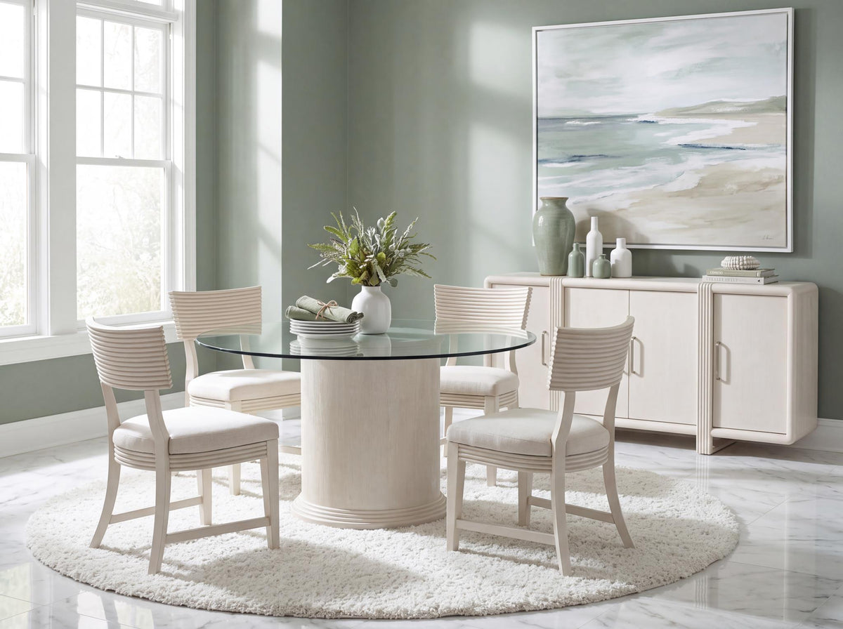 Maren - Complete Round Glass Top Dining Table