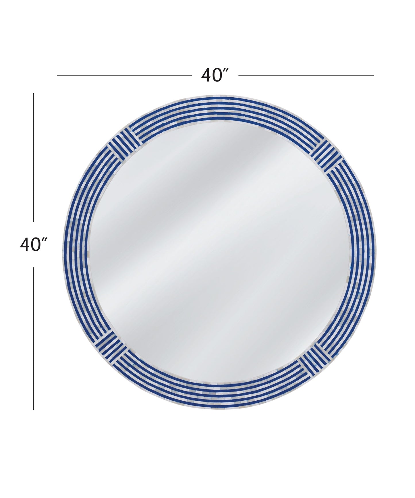 Blue Circle - Wall Mirror - Blue / Cream