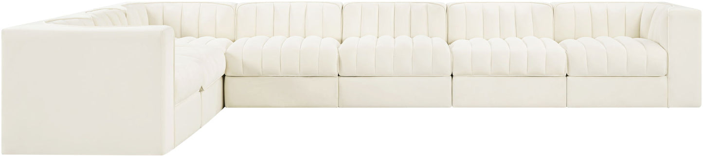 Rummi - Velvet Performance Fabric Upholstered 7 Piece Modular Sectional (With 3 Corner Chairs)