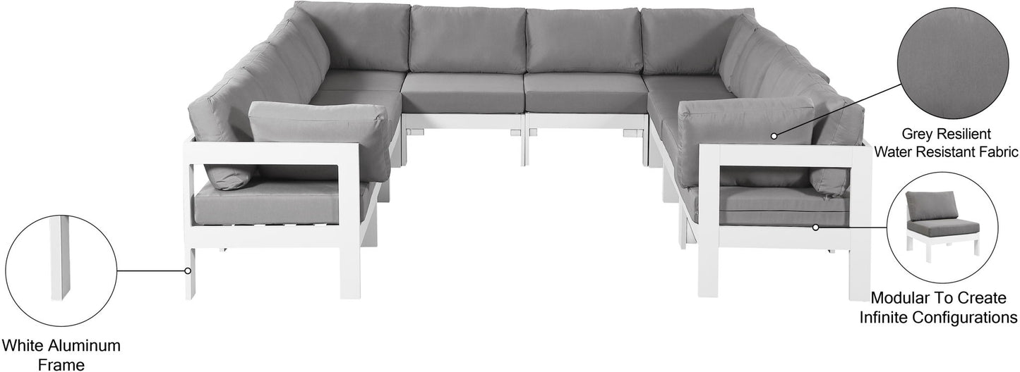 Nizuc - Outdoor Patio 10 Piece Modular Sectional With White Frame