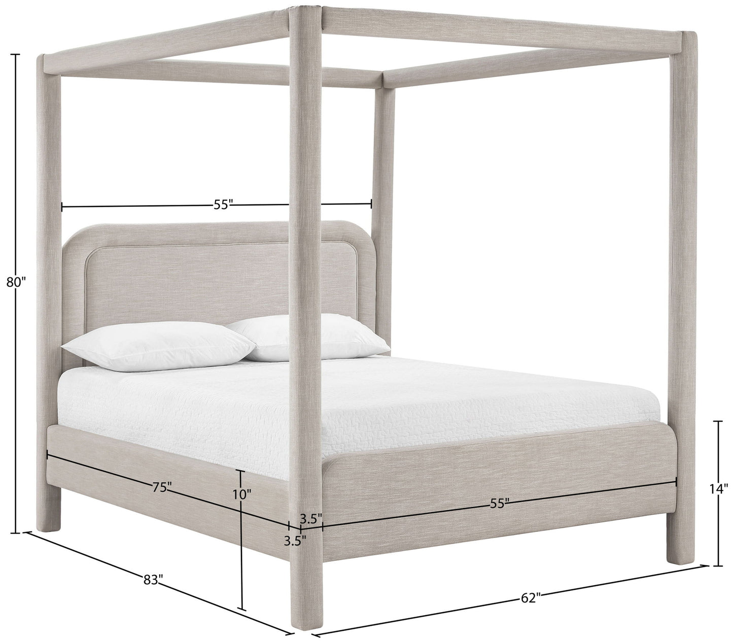 Salina - Linen Textured Fabric Upholstered Bed