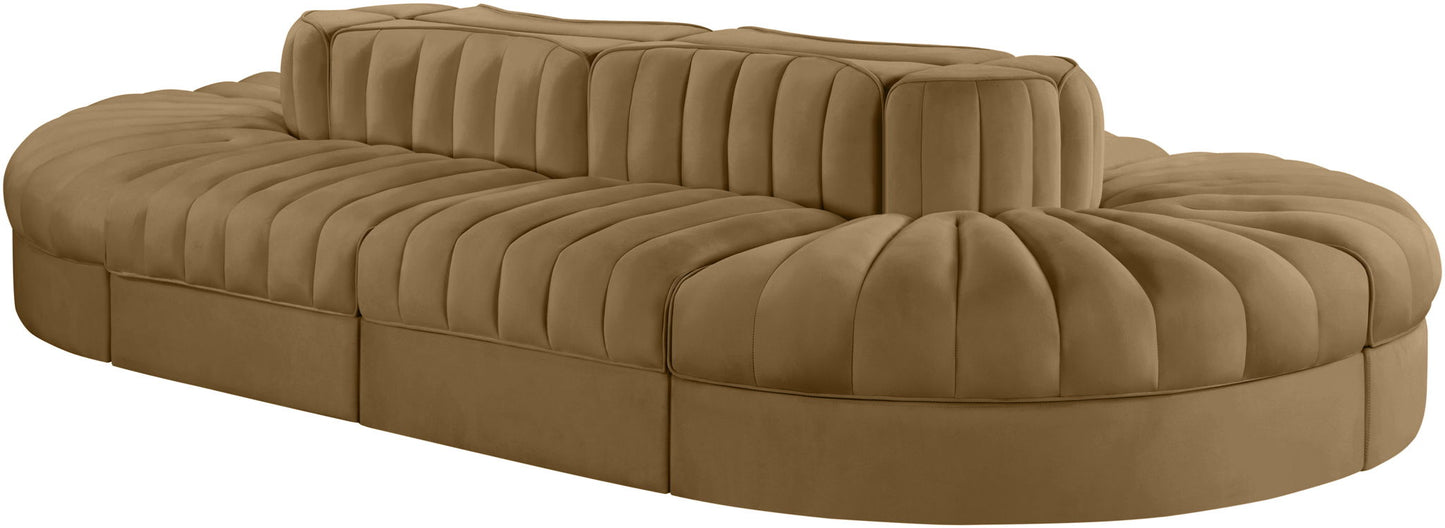 Rummi - Oval Velvet Performance Fabric Upholstered 8 Piece Modular Sectional
