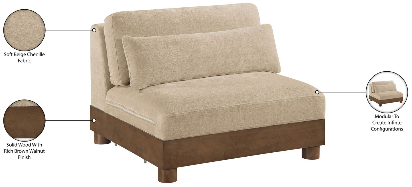 Turin - Chenille Fabric Upholstered Modular Armless Chair