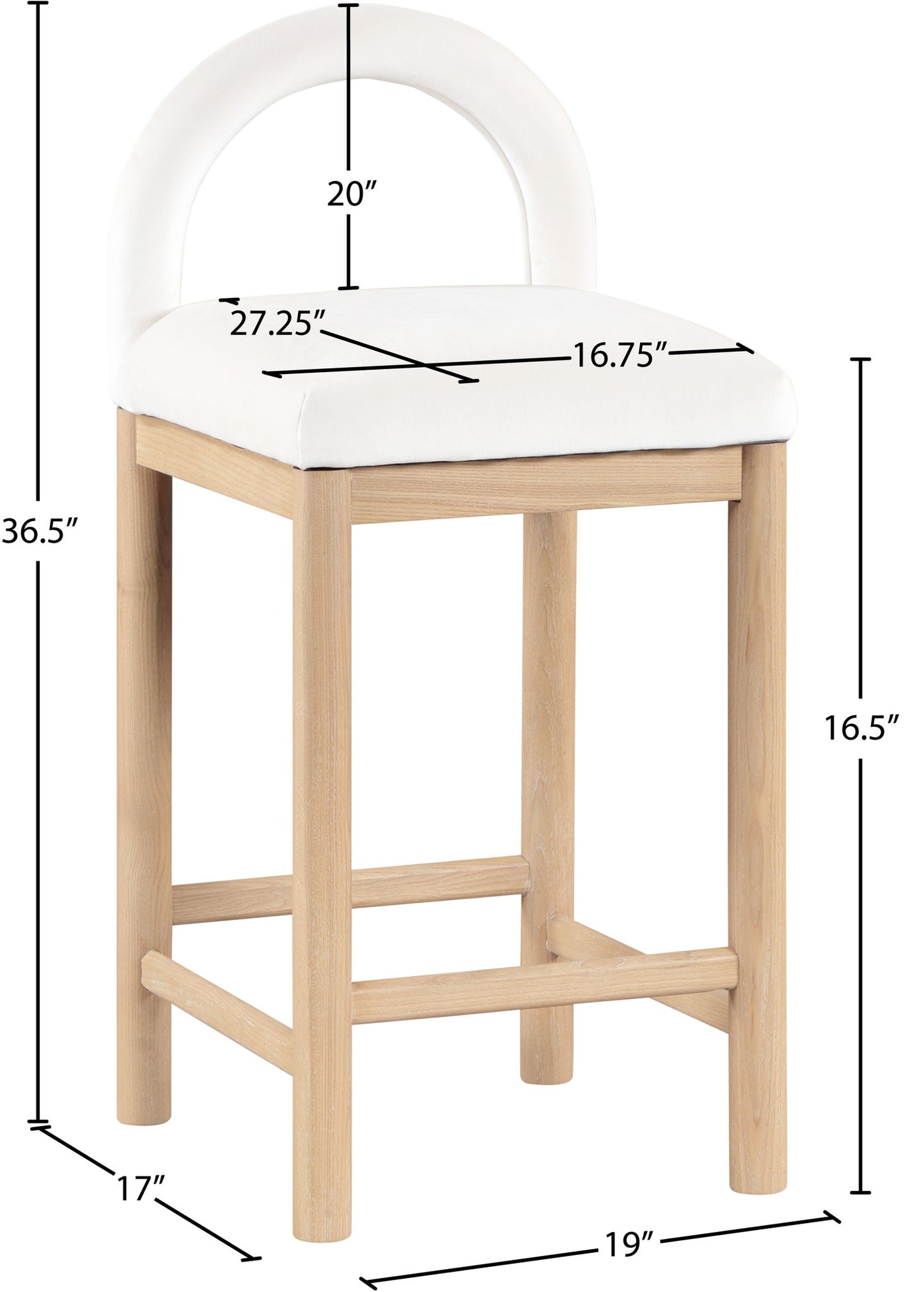 Conrad - Velvet Counter Stool With Natural Legs
