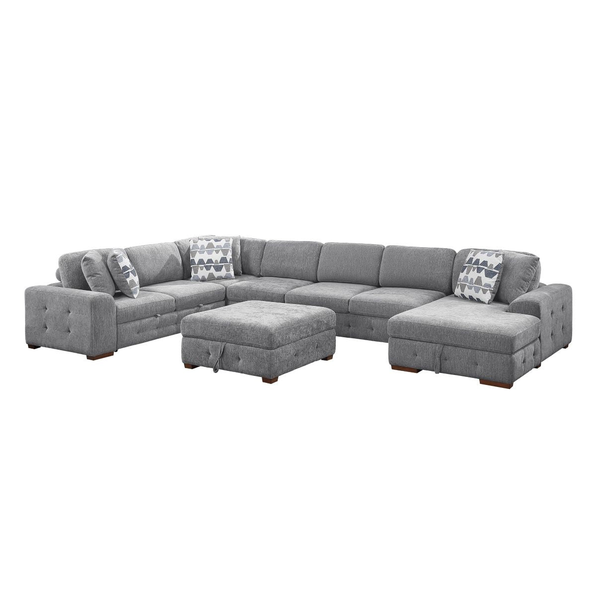 Raife 6-Piece Sectional with Right Chaise, Pull-out Bed and Ottoman