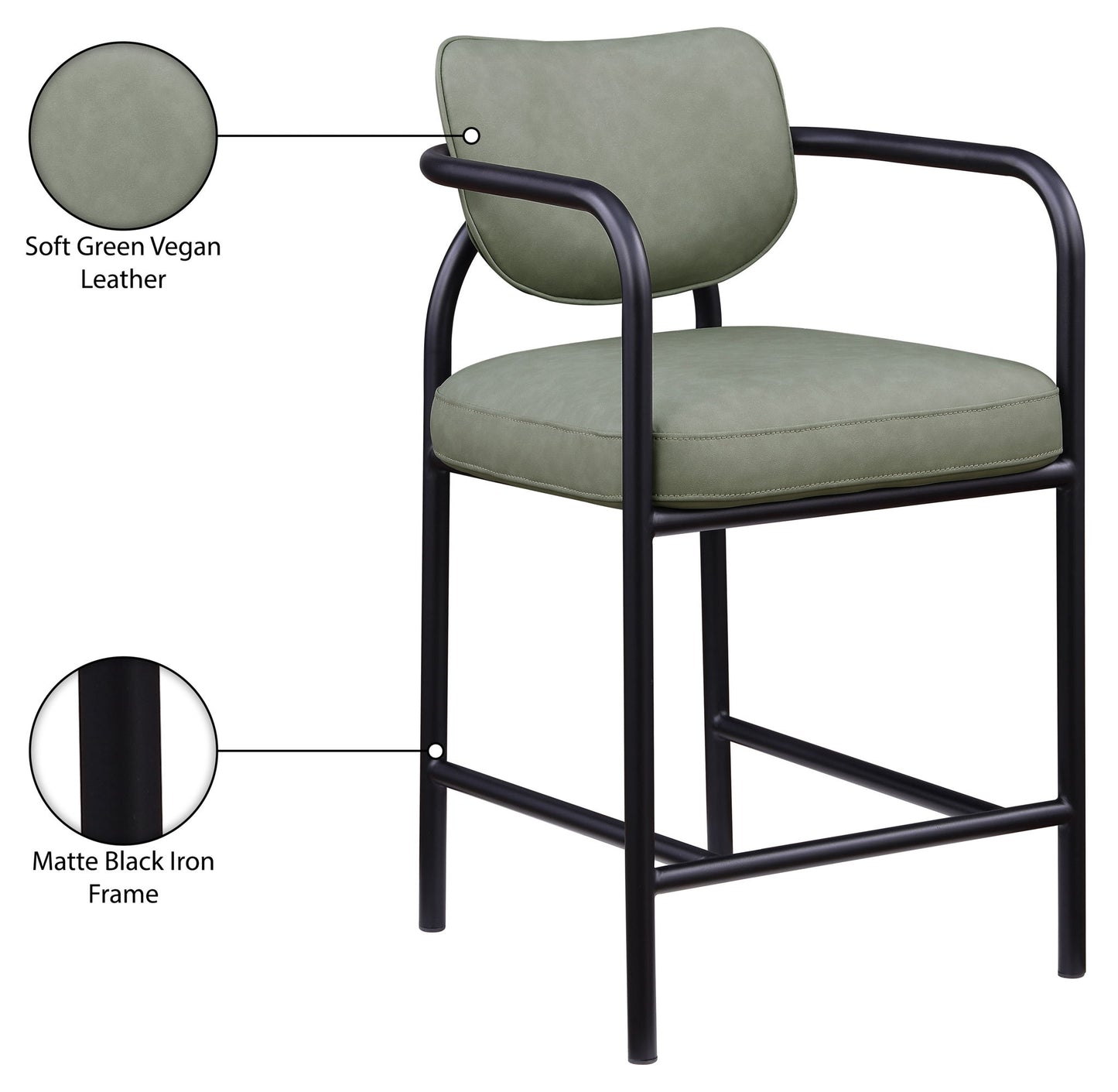 Serava - Vegan Leather Upholstered Bar Stool