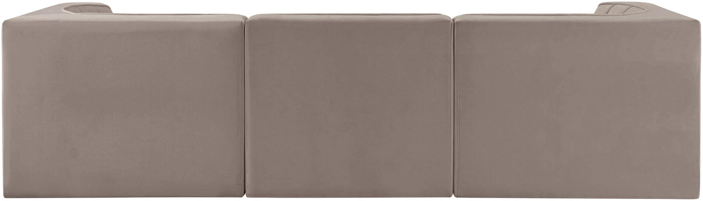 Rummi - Velvet Performance Fabric Upholstered 3 Piece Modular Sofa