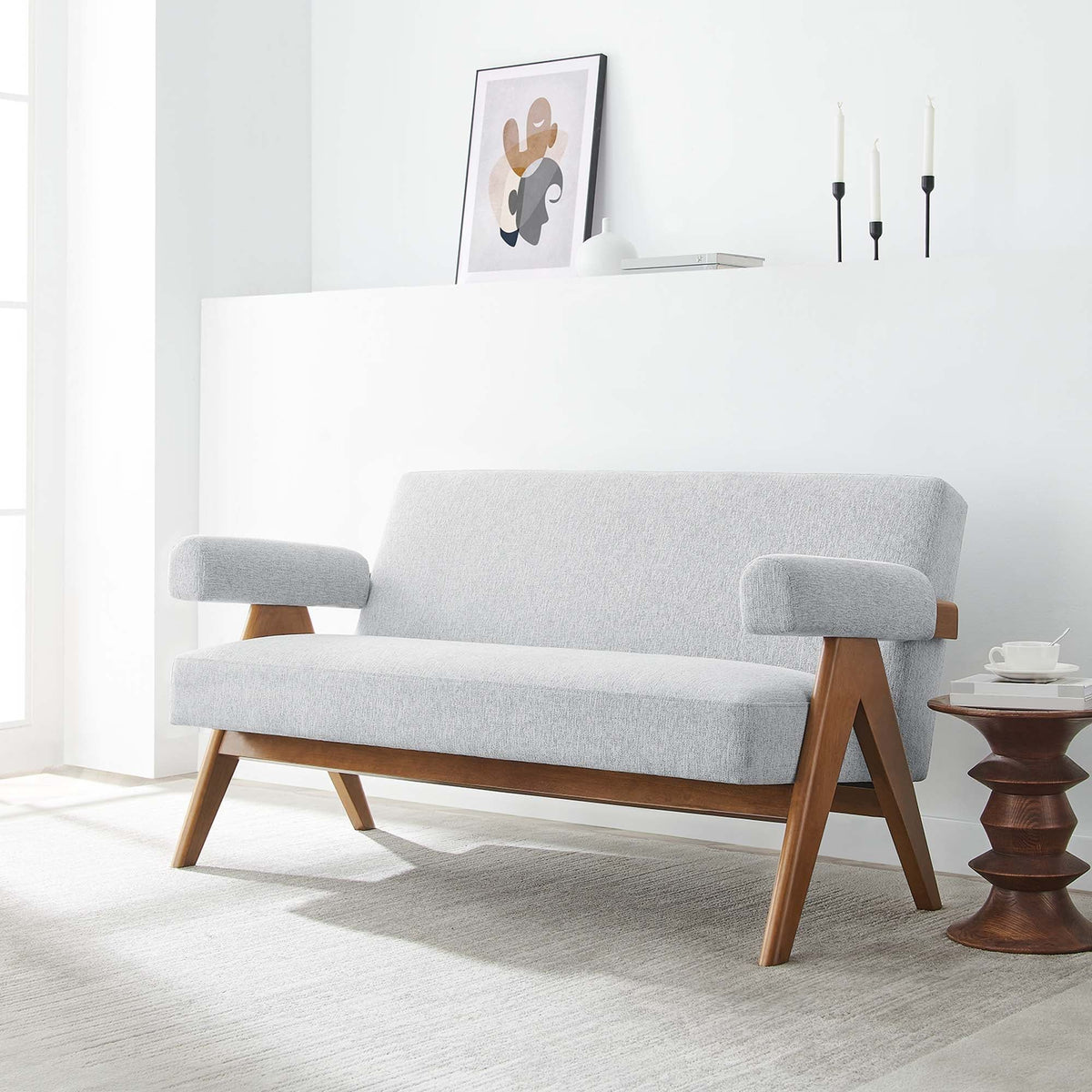Lyra Fabric Loveseat - Light Gray Fabric
