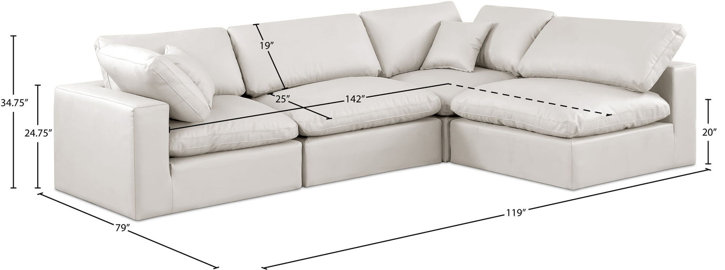 Comfy - 4 Piece Faux Leather Modular Armless Sectional