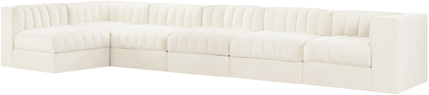 Rummi - Velvet Performance Fabric Upholstered 6 Piece Modular Sectional, L-Shaped (Right)