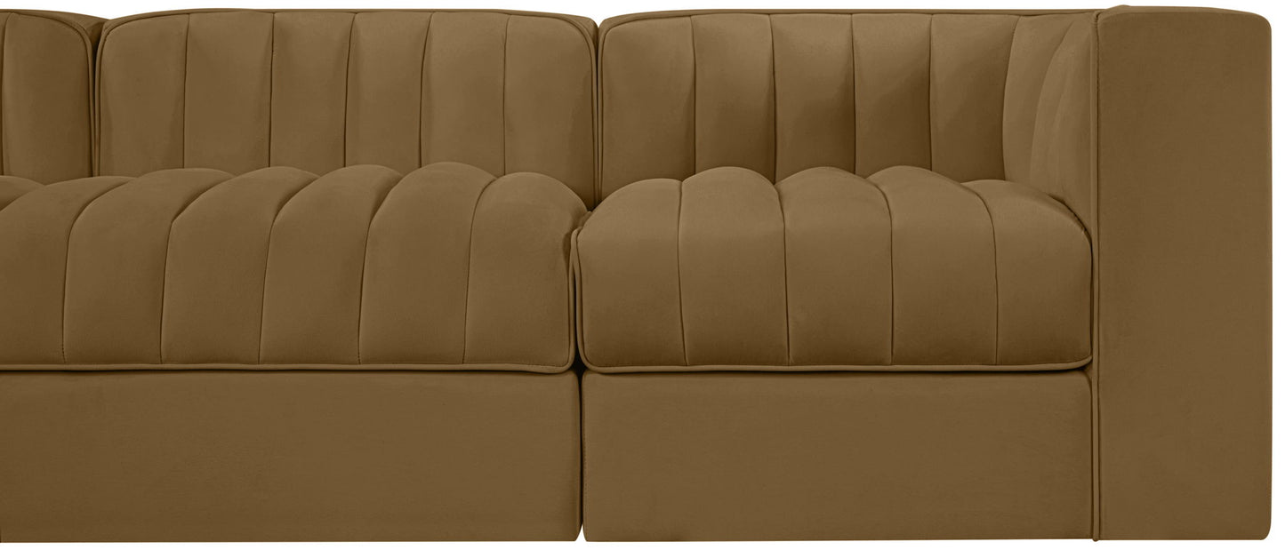 Rummi - Velvet Performance Fabric Upholstered 5 Piece Modular Sofa