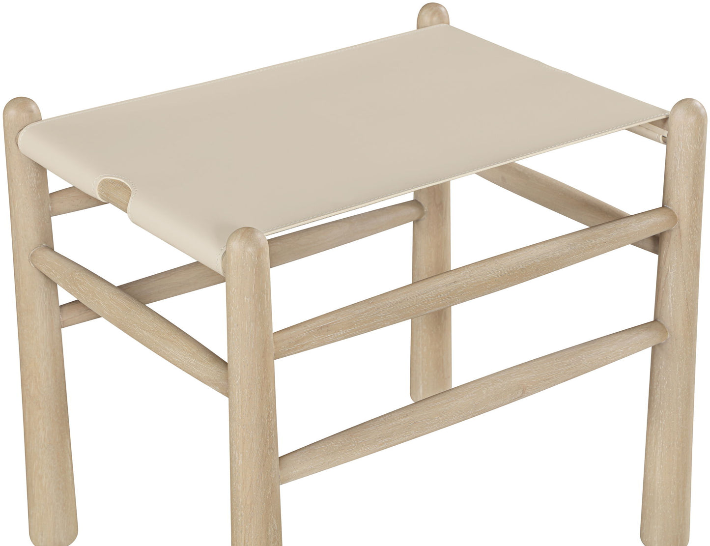 Santos - Faux Leather Upholstered Bench - Natural Frame