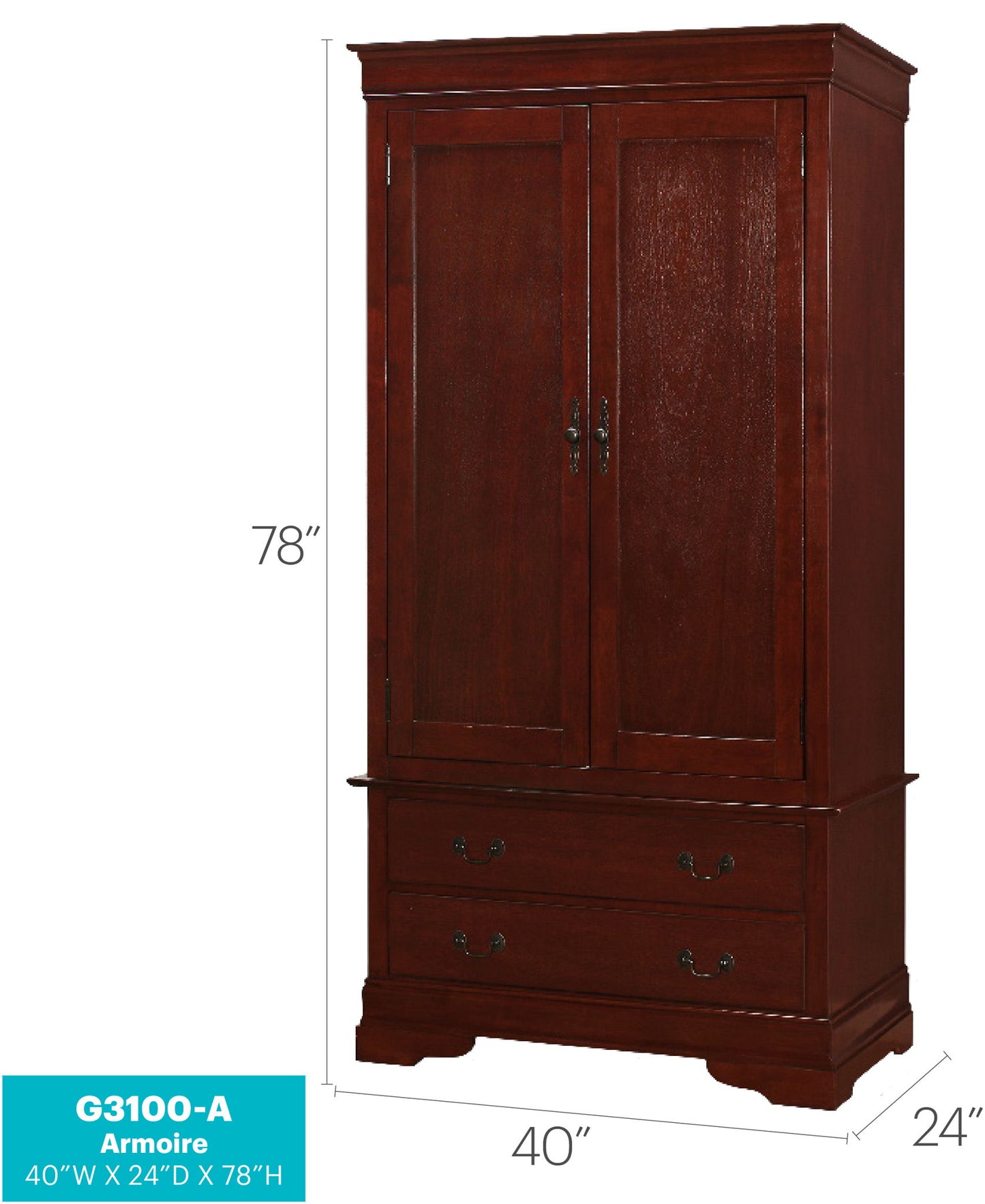 Glory Furniture - Louis Phillipe - Armoire