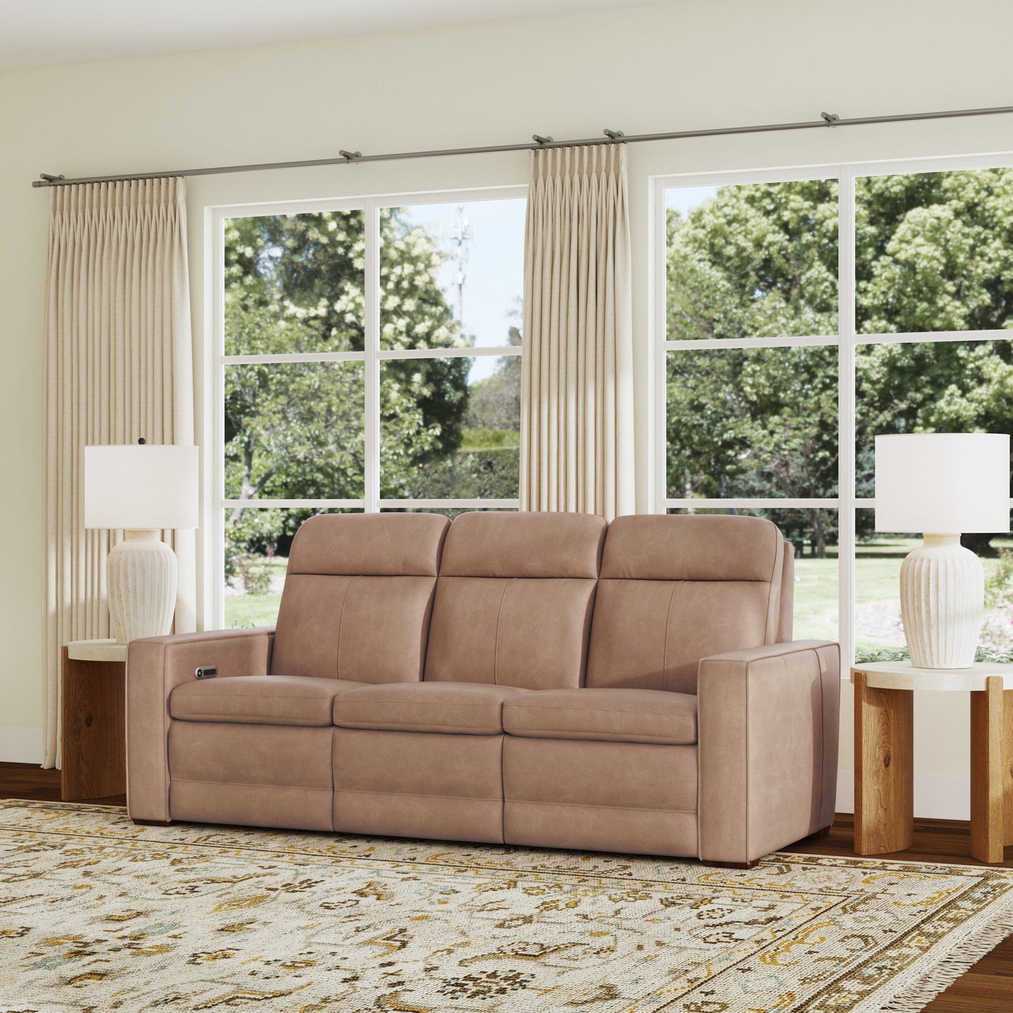 Dutch - Power Reclining Sofa With Console, Power Headrest, & Lumbar