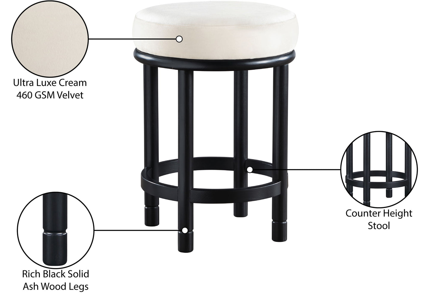 Monette - Counter Stool With Black Base