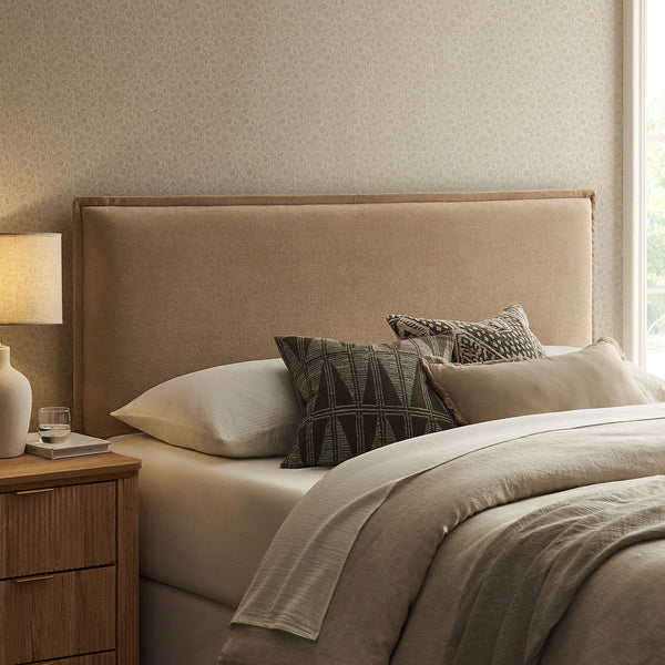 Camille Upholstered Linen Blend Headboard - King, Almond