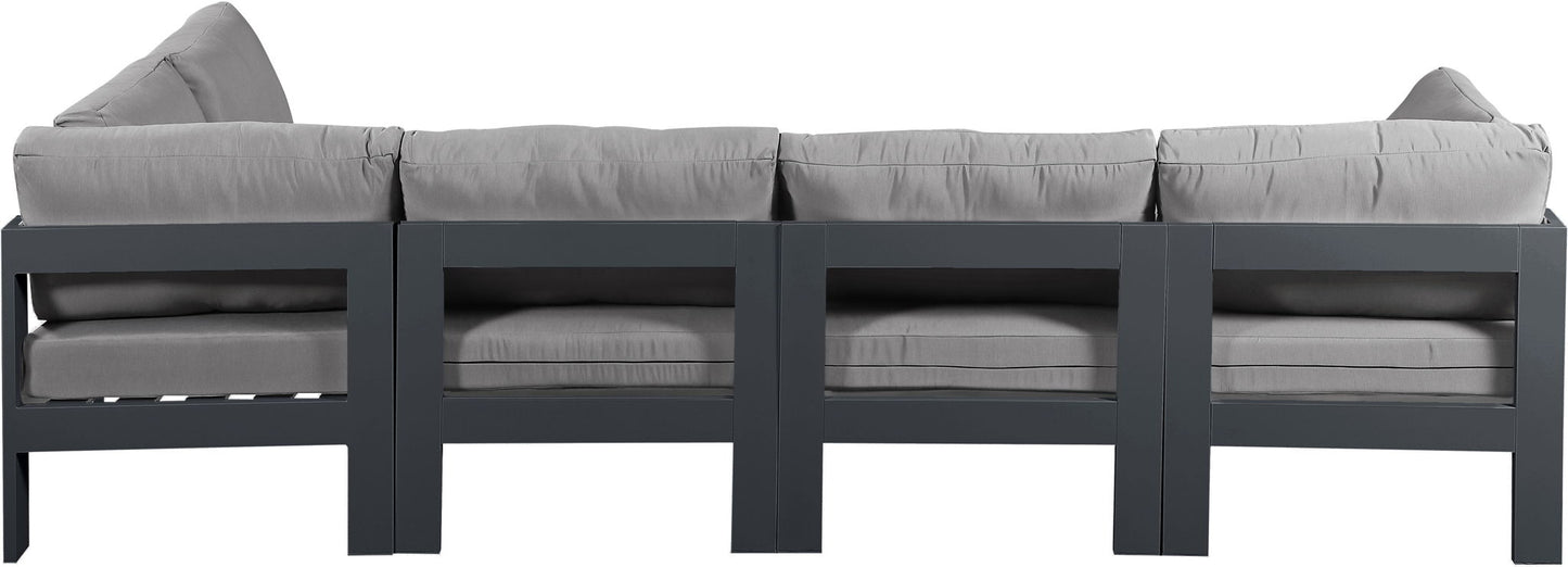 Nizuc - Outdoor Patio 5 Piece Modular Sectional With Gray Frame