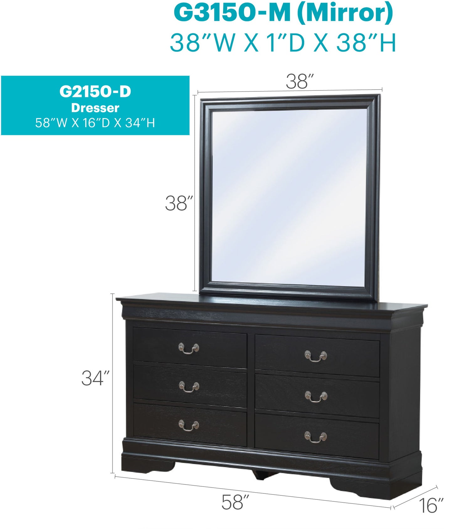 Glory Furniture - Louis Phillipe - Wooden Dresser