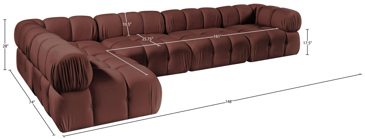 Orin - Velvet 5 Piece Modular Sectional
