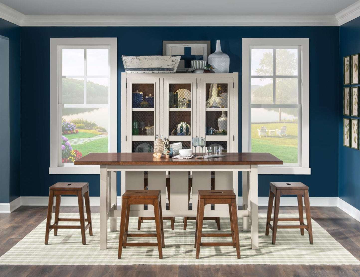 Lake House - Counter Height Trestle Table - Sailcloth And Pinecone