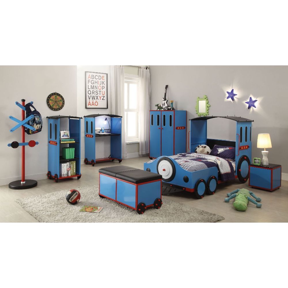 Tobi - Twin Bed - Blue, Red & Black