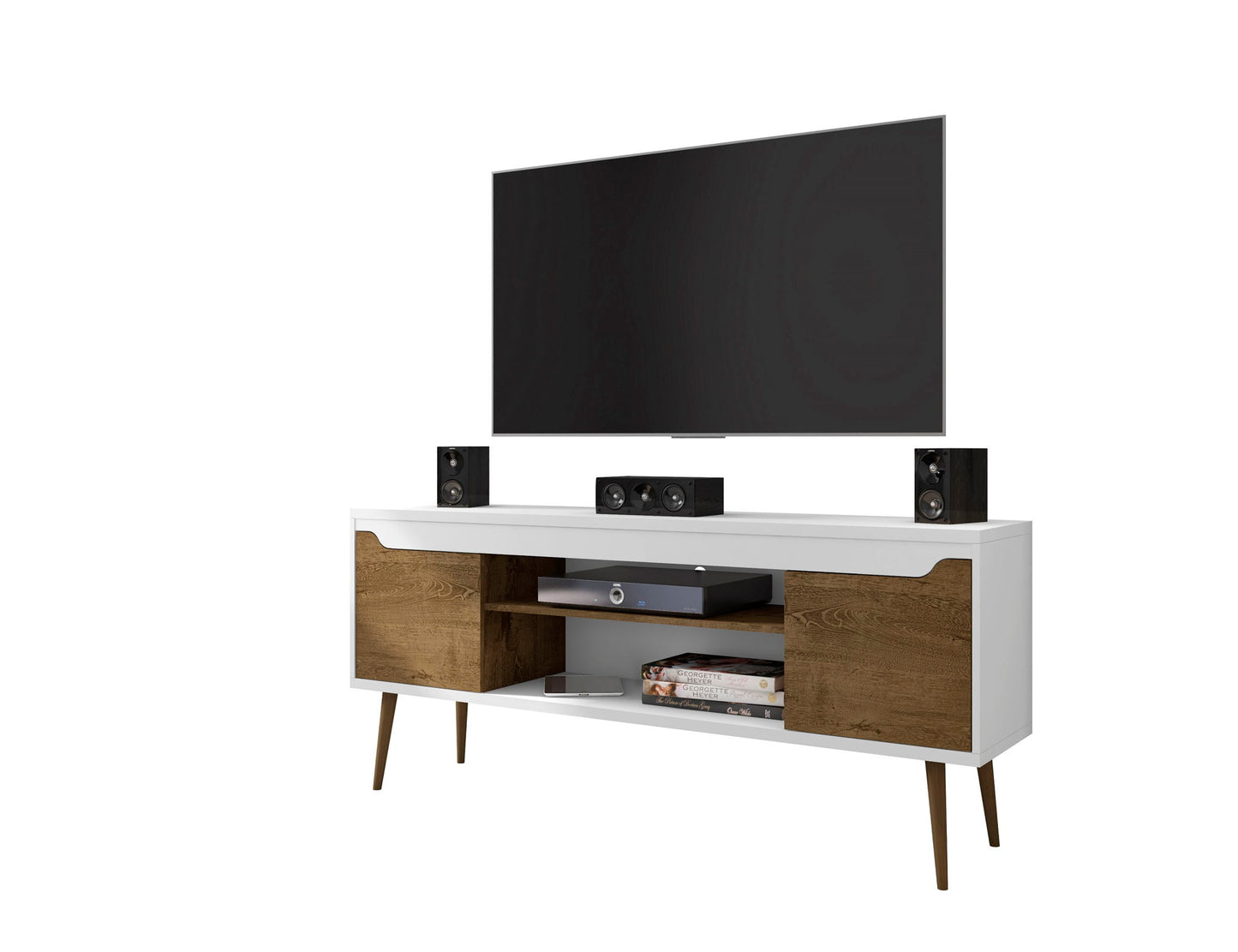 Bradley - TV Stand - Rustic Brown And White