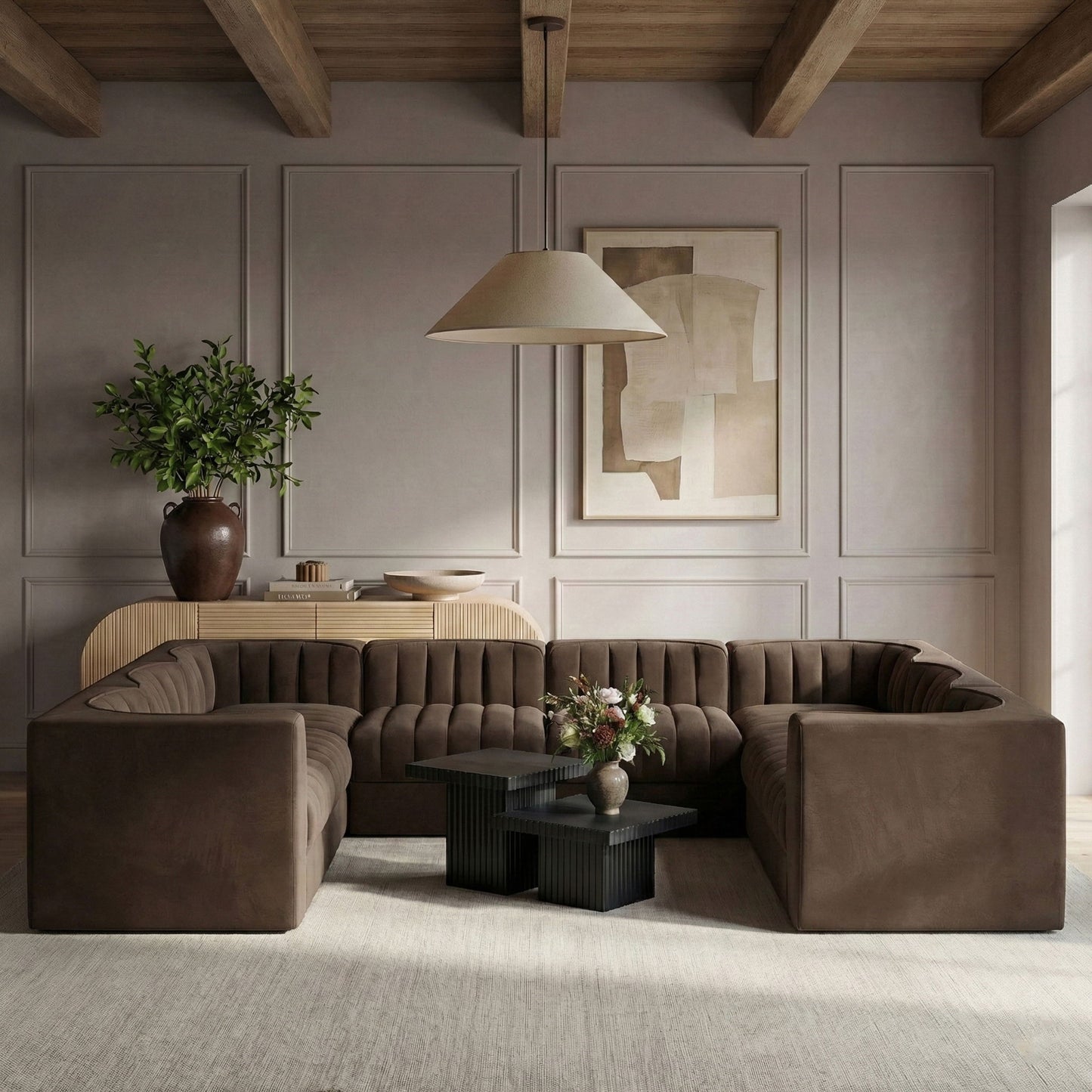 Rummi - Velvet Performance Fabric Upholstered Modular Sectional