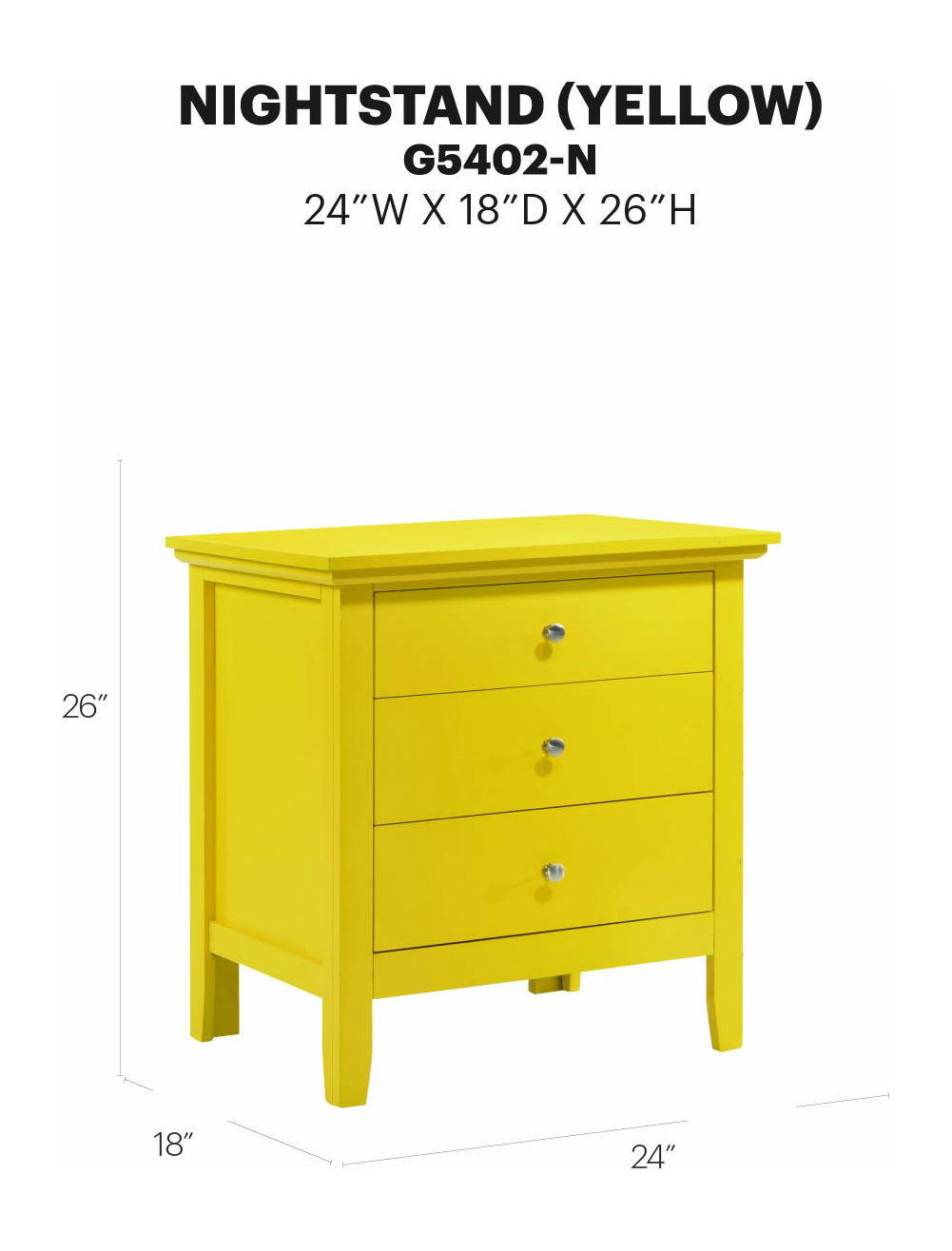 Glory Furniture - Hammond - 3 Drawer Nightstand