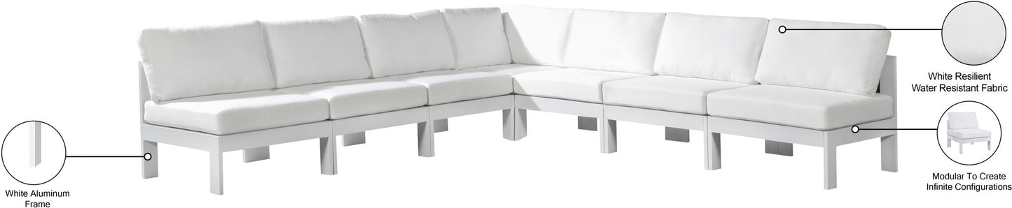 Nizuc - Outdoor Patio 7 Piece Modular Sectional With White Frame