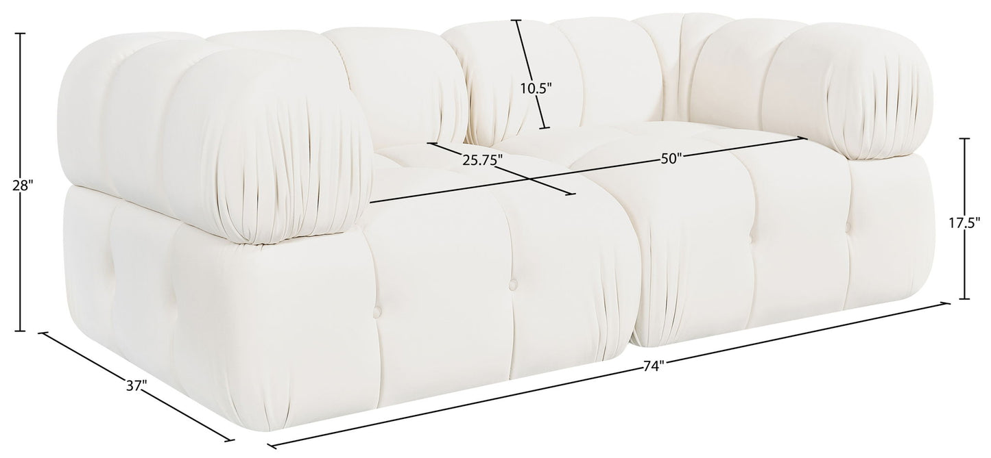 Orin - Velvet Performance Fabric Upholstered 2 Piece Modular Sofa (2 Corner Chairs)