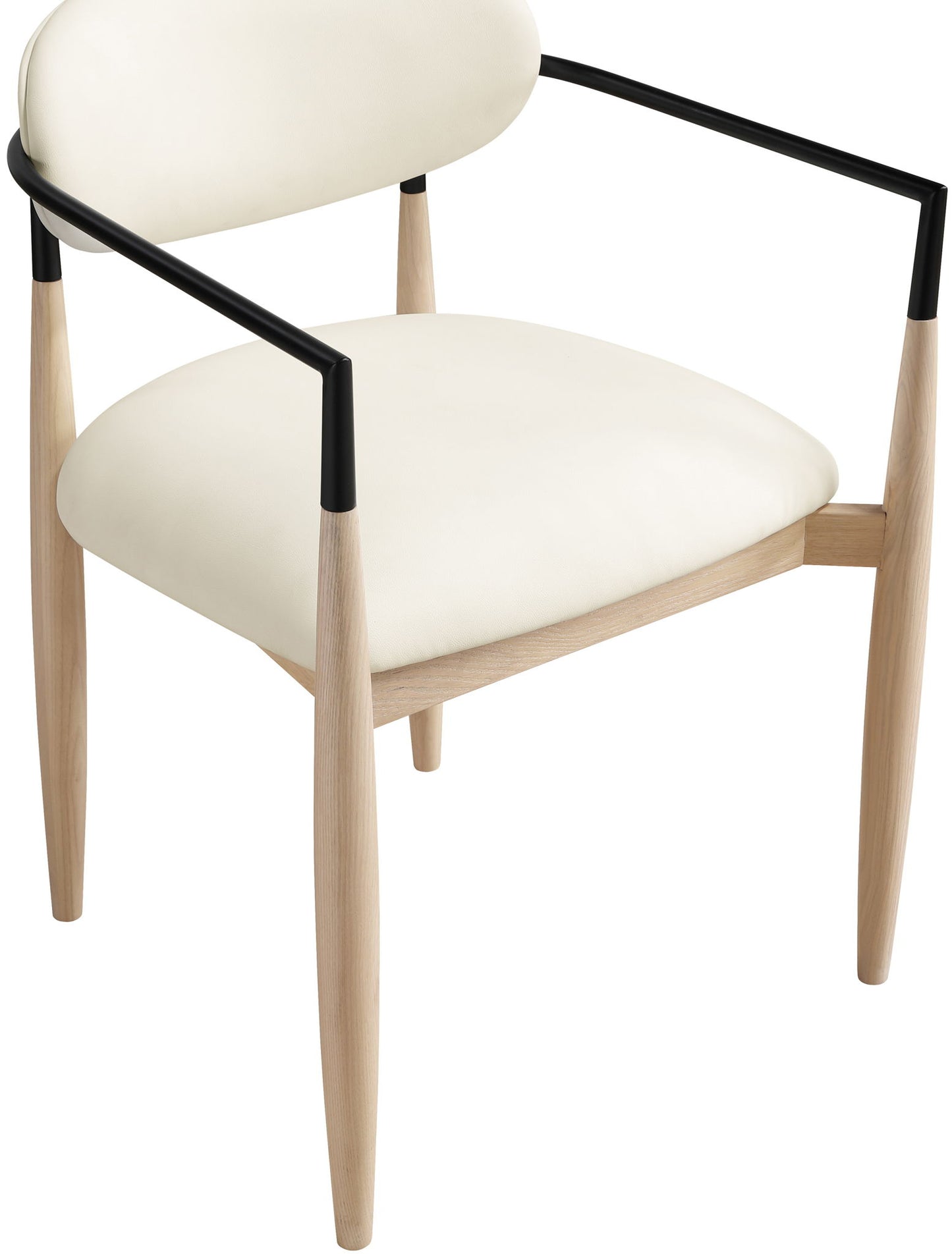 Riccio - Faux Leather Dining Arm Chair (Set of 2) - Natural Frame