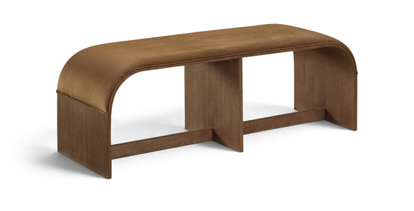 Sable - 52" Velvet Performance Fabric Upholstered Bench - Saddle