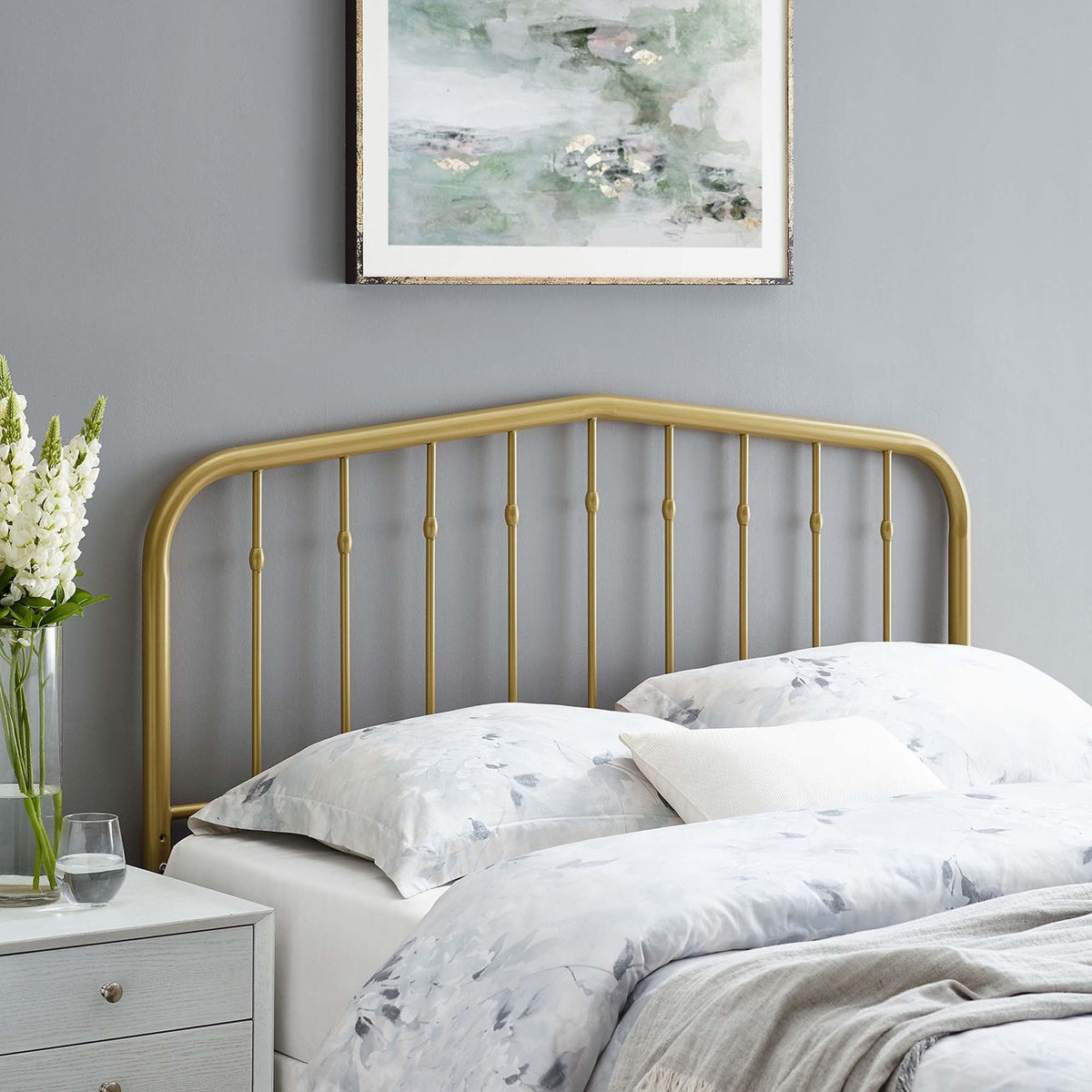 Lennon Metal Headboard - Twin, Gold