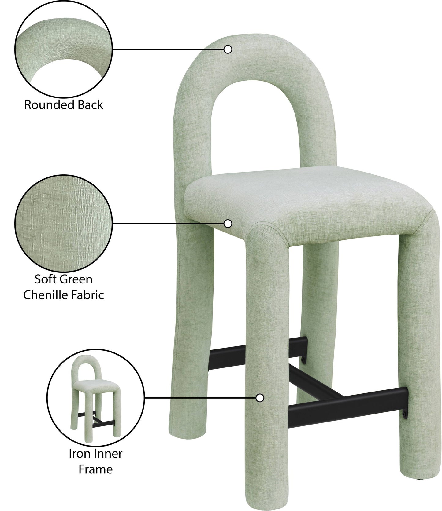 Amari - Chenille Fabric Stool