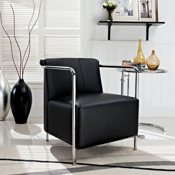Ebb Upholstered Vinyl Lounge Chair - Black