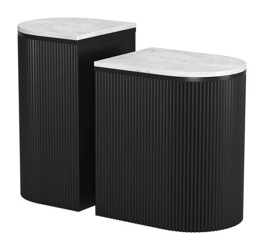 Ormara - Side Table Set - White / Black