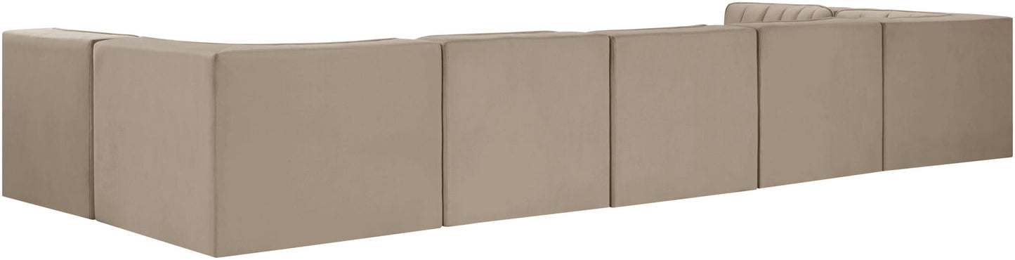 Rummi - Velvet Performance Fabric Upholstered 7 Piece Modular Sectional (With 2 Corner Chairs)