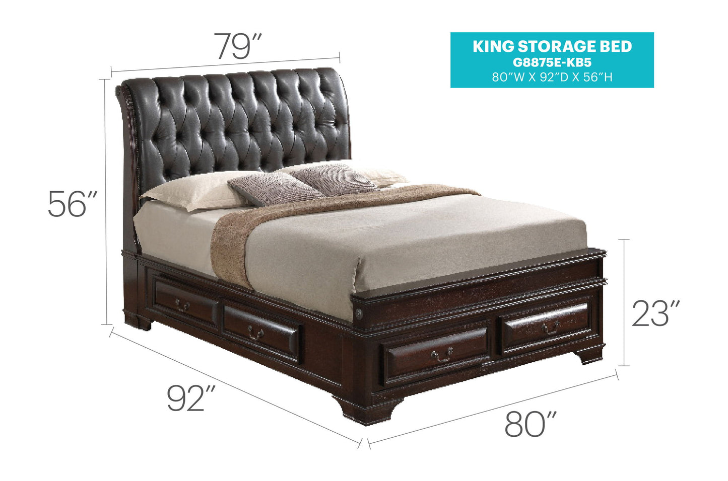 Glory Furniture - LaVita - Faux Leather Upholstered Storage Bed