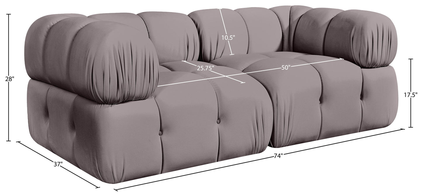Orin - Velvet Performance Fabric Upholstered 2 Piece Modular Sofa (2 Corner Chairs)