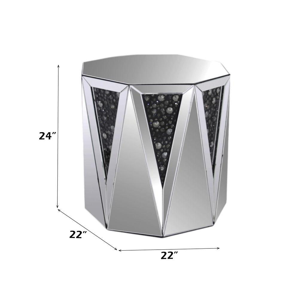 Nysa - End Table - Mirrored & Faux Crystals