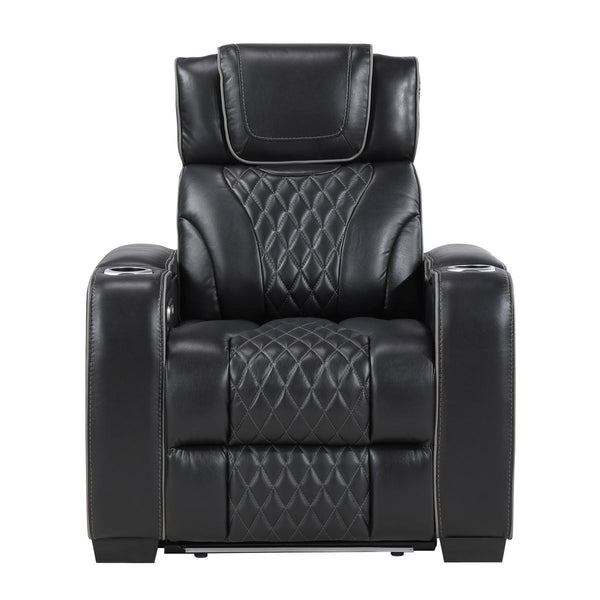 Apex Power Reclining Chair with Power Headrest, Storage Arms with Cup Holders, Air Massage and Heat, LED Lighting and Charging Ports