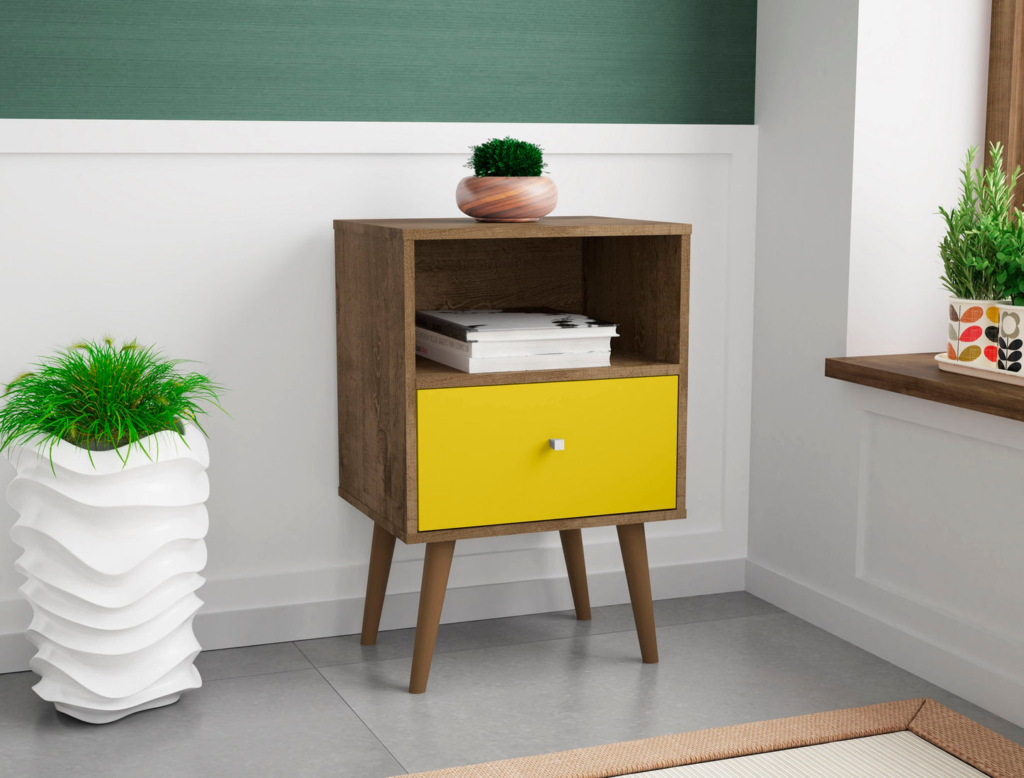 Manhattan Liberty - Nightstand Wtth Rustic Brown Frame