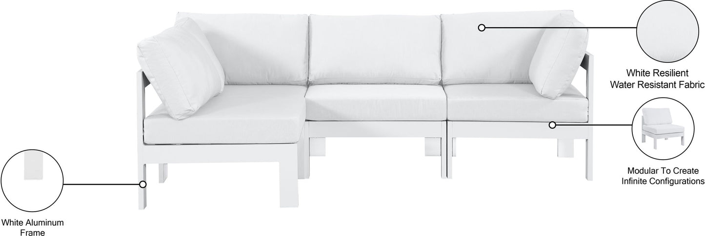 Nizuc - Outdoor Patio 4 Piece Modular Sectional With White Frame