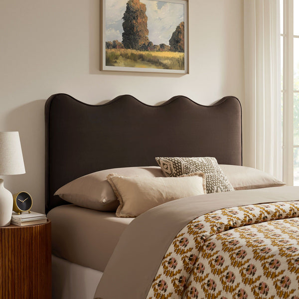 Athena Upholstered Headboard - Queen, Chocolate Brown