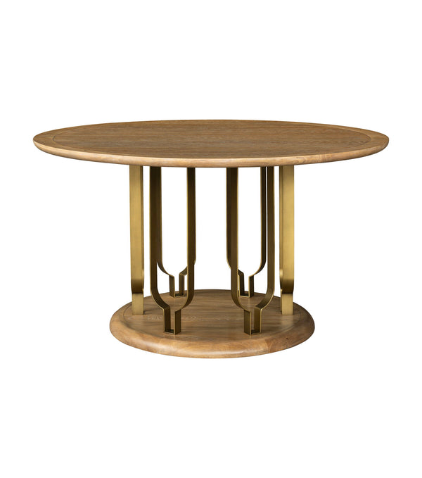 Ryder - Dining Table - Chestnut Elm / Antique Brass