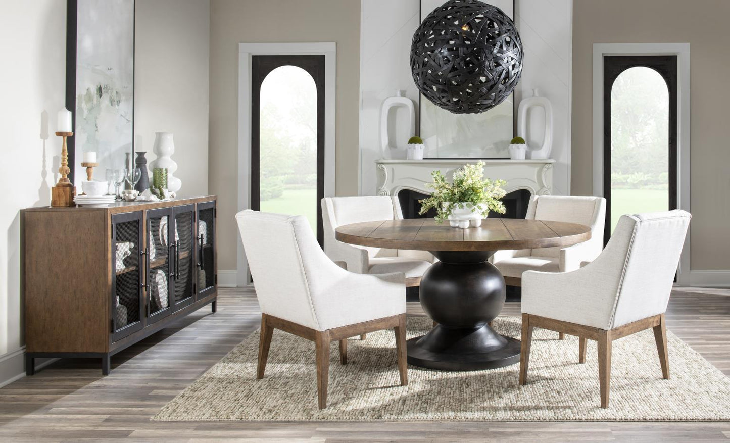 Terra Luna - Complete Rectangle Double Pedestal Table - White Cloud & Nightfall