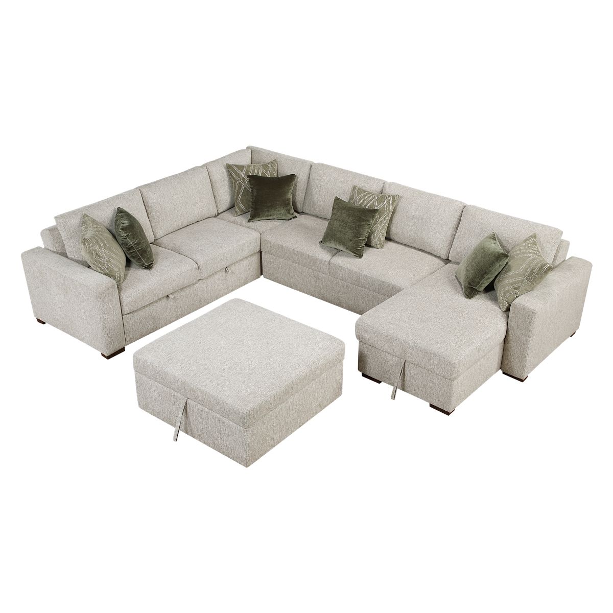 Isla 5-Piece Sectional with Reversible Chaise, Pull-out Bed and Ottoman