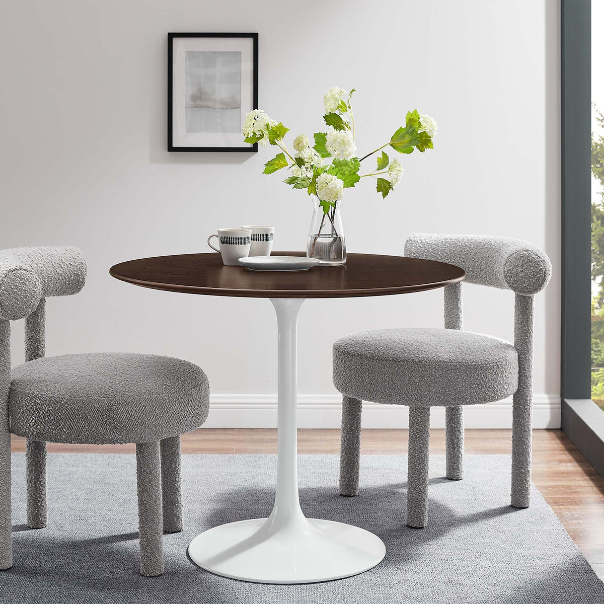 Lippa Round 36" Dining Table - Wood, White Cherry Walnut