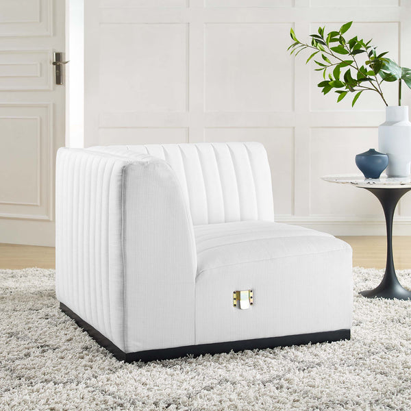 Conjure Channel Tufted Upholstered Fabric Right Corner Chair - Black White
