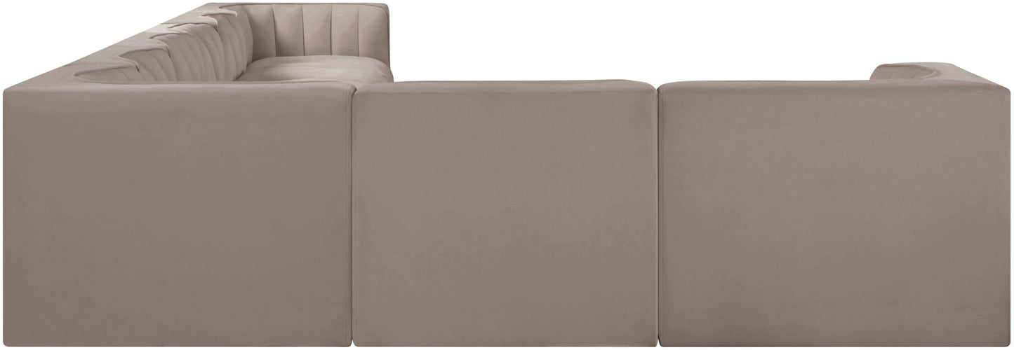 Rummi - Velvet Performance Fabric Upholstered 8 Piece Modular Sectional (With 3 Corner Chairs)